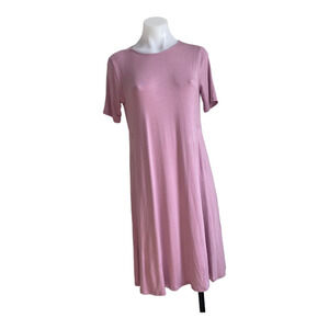 New Asos Maternity Size 6 Dress Purple Flowy Crew Neck Short Sleeves Stretch